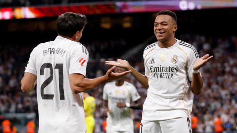Kylian Mbappe Brahim Diaz celebrate a goal against Getafe Champions League predictions for Matchday 3
